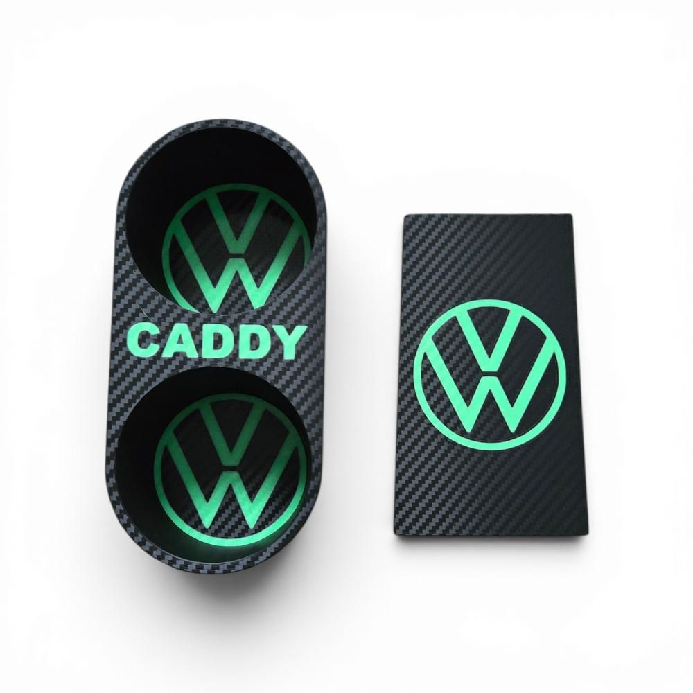 Caddy Cupholder + Coin Tray - Carbon Fibre Effect