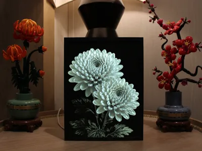 Chrysanthemum Pair Lithophane