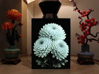Chrysanthemum Trio Lithophane