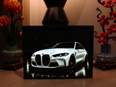 White Performance Car Lithophane